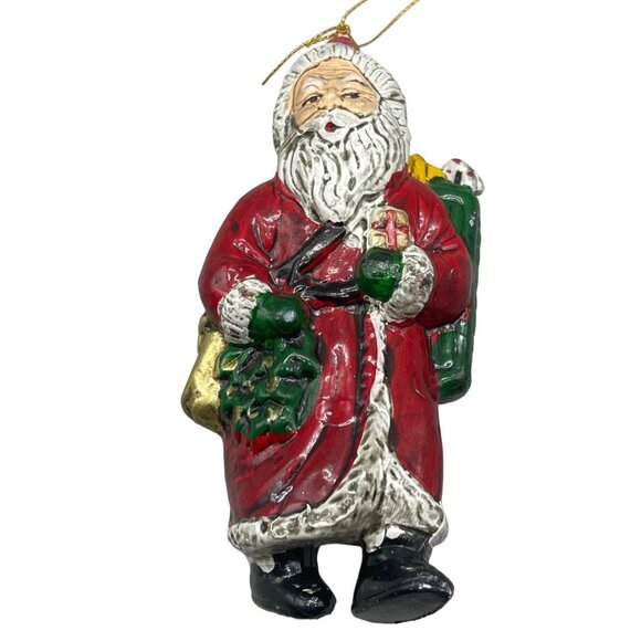 Christmas Santa Claus tree ornament plastic present bag red green 4" READ - Picture 1 of 9